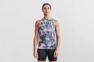 Nobull High-Neck Tie-Dye Women's Tank Tops Pink | Australia (IJ6742)